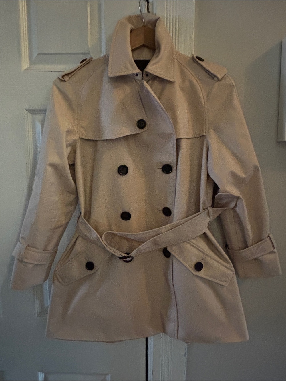 Coach Blush Pink Double-Breasted Trench with Belt